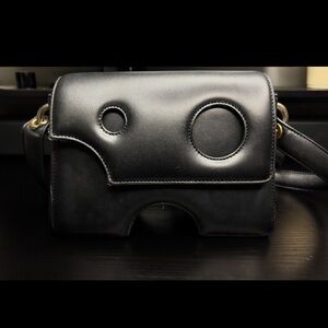 Off-White Black Leather Bag with Card Holder